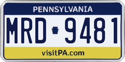 PA license plate MRD9481