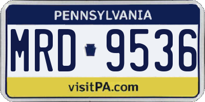 PA license plate MRD9536