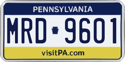 PA license plate MRD9601