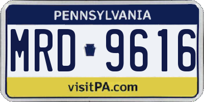 PA license plate MRD9616