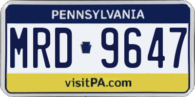PA license plate MRD9647