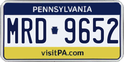 PA license plate MRD9652