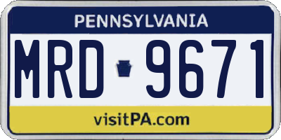 PA license plate MRD9671