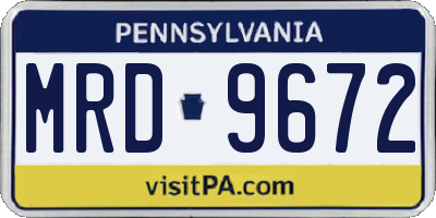 PA license plate MRD9672