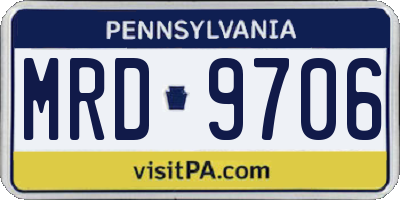 PA license plate MRD9706