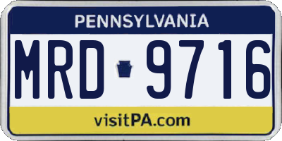 PA license plate MRD9716