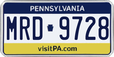 PA license plate MRD9728
