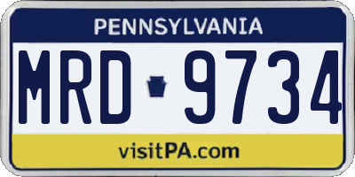 PA license plate MRD9734