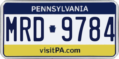 PA license plate MRD9784