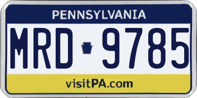 PA license plate MRD9785