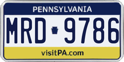 PA license plate MRD9786