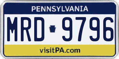 PA license plate MRD9796