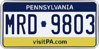 PA license plate MRD9803