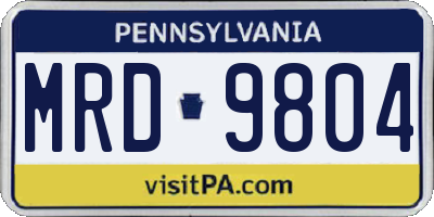PA license plate MRD9804