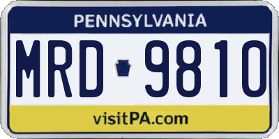PA license plate MRD9810