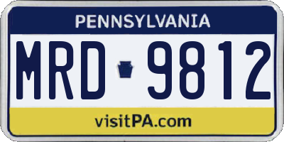 PA license plate MRD9812