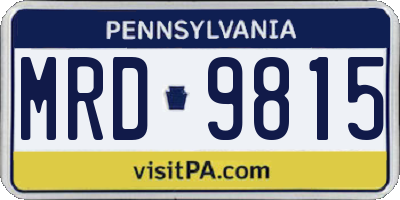 PA license plate MRD9815