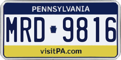 PA license plate MRD9816