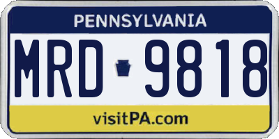 PA license plate MRD9818