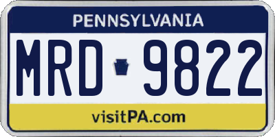 PA license plate MRD9822