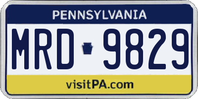 PA license plate MRD9829