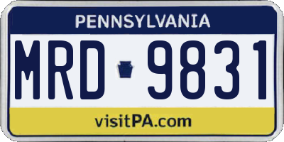 PA license plate MRD9831