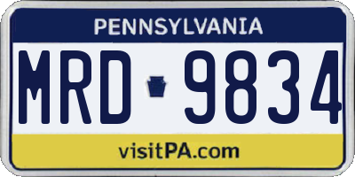 PA license plate MRD9834