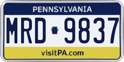 PA license plate MRD9837