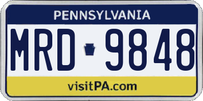 PA license plate MRD9848
