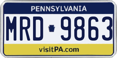 PA license plate MRD9863