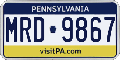PA license plate MRD9867