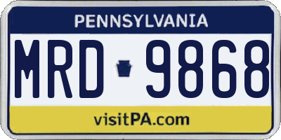 PA license plate MRD9868