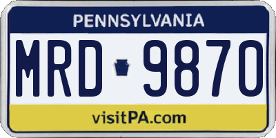 PA license plate MRD9870