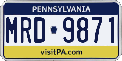 PA license plate MRD9871