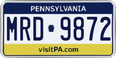 PA license plate MRD9872