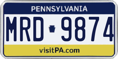 PA license plate MRD9874