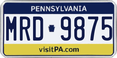 PA license plate MRD9875