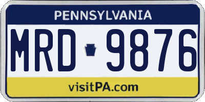 PA license plate MRD9876