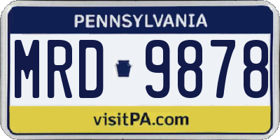 PA license plate MRD9878