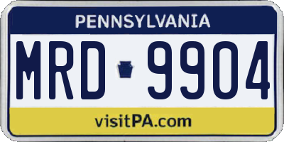 PA license plate MRD9904