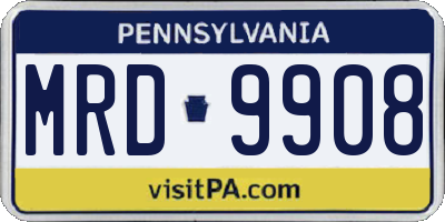 PA license plate MRD9908