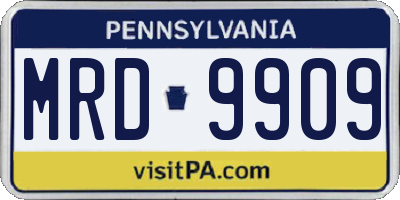 PA license plate MRD9909
