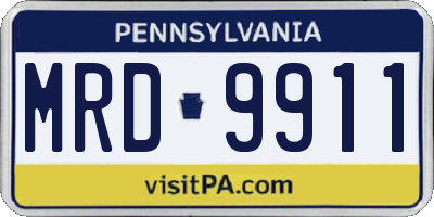 PA license plate MRD9911