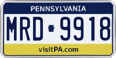 PA license plate MRD9918