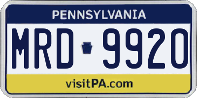 PA license plate MRD9920