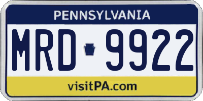 PA license plate MRD9922