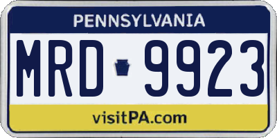 PA license plate MRD9923