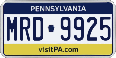 PA license plate MRD9925