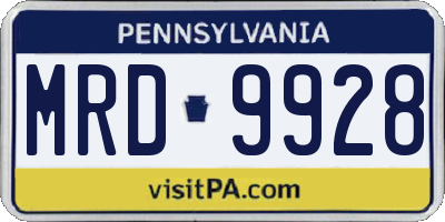PA license plate MRD9928