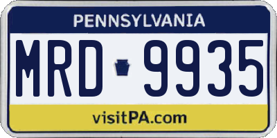 PA license plate MRD9935